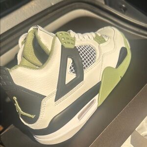 Air Jordan 4 Retro White and Green Sneakers